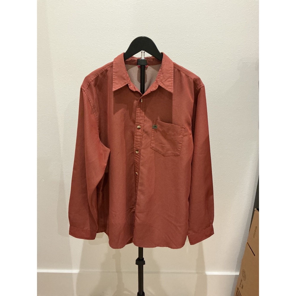 The North Face Mens Long Sleeve Button Down Hiking Shirt Rust Orange L